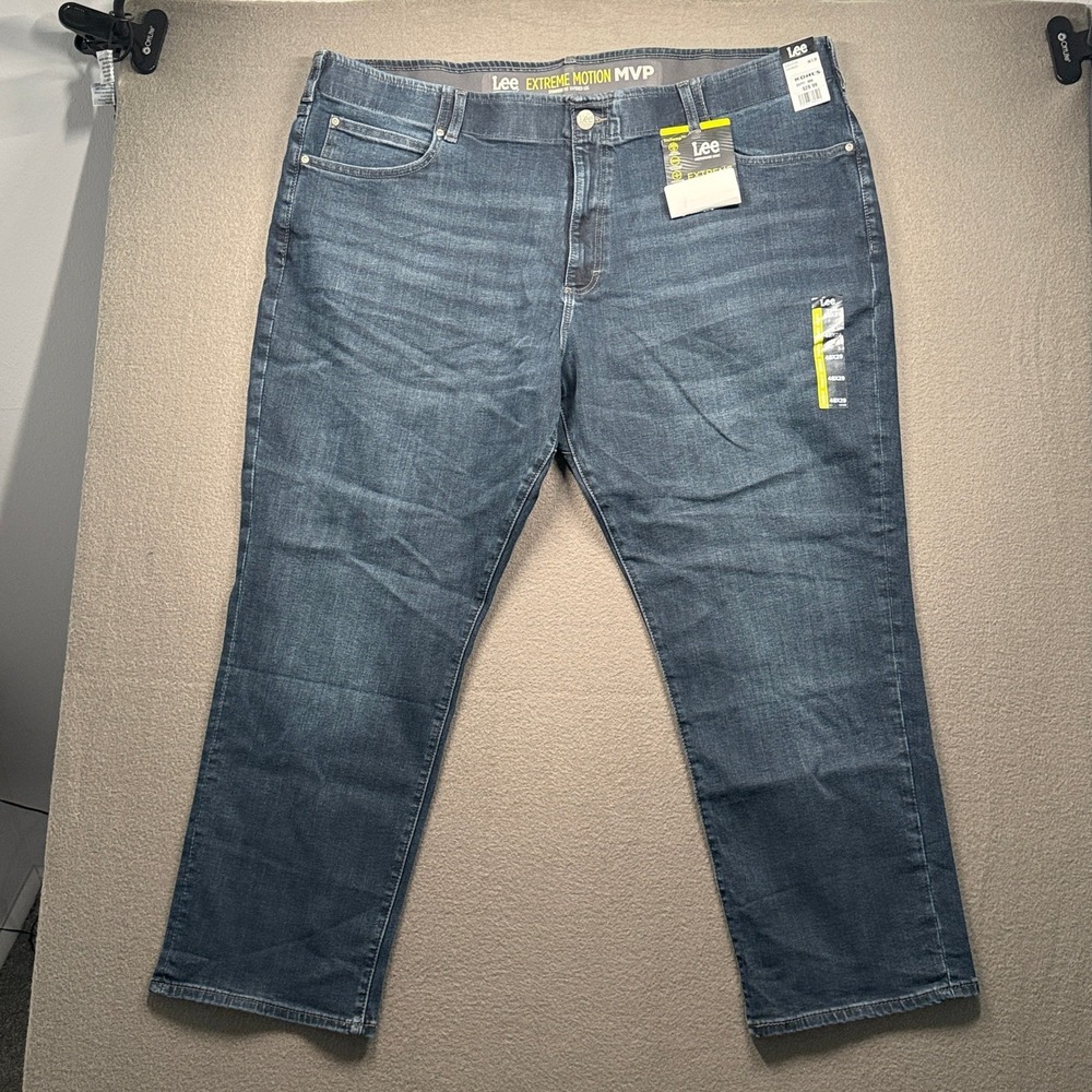 Lee Extreme Motion MVP Jeans Mens 48x29 Sebastian Blue Tapered Leg 102108223